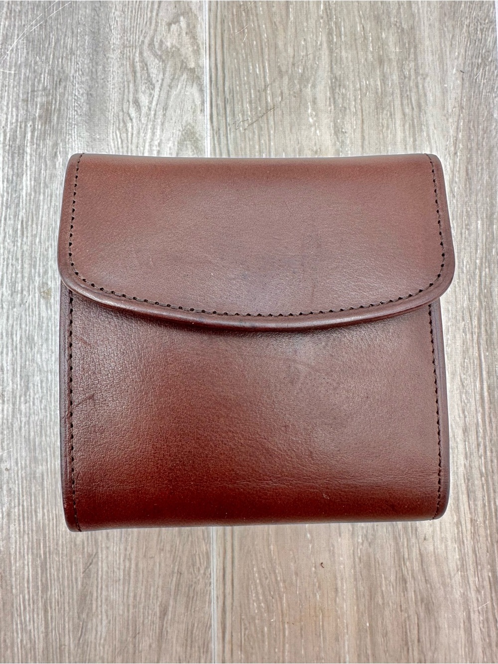 Vintage COACH Brown Leather Trifold Kiss-Lock Wallet Coin Purse 1995